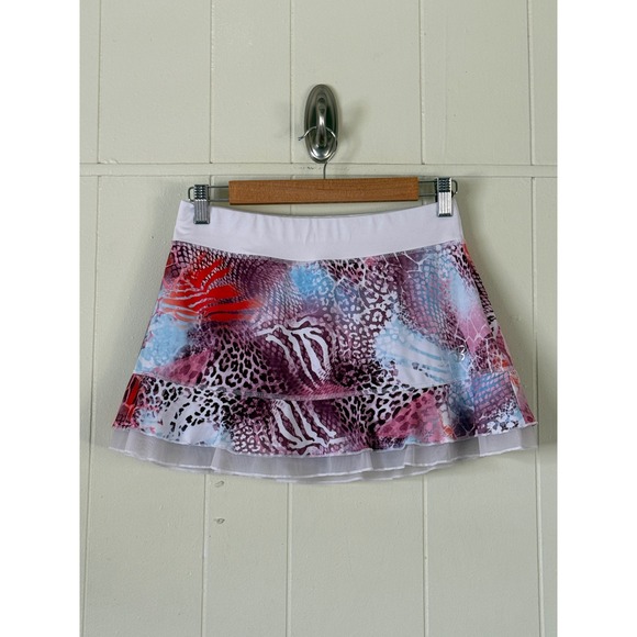 sofibella Pants - Sofibella Womens Animal Print Tennis Skort Pink Ruffle Mesh Size S Pickleball